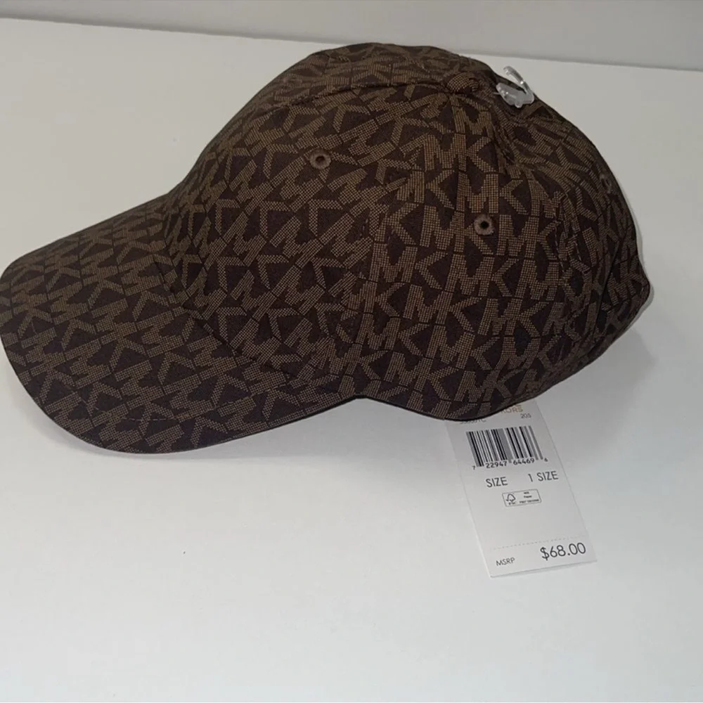 Michael Kors Signature MK Logo Baseball Cap Hat, Brown One Size.NWT